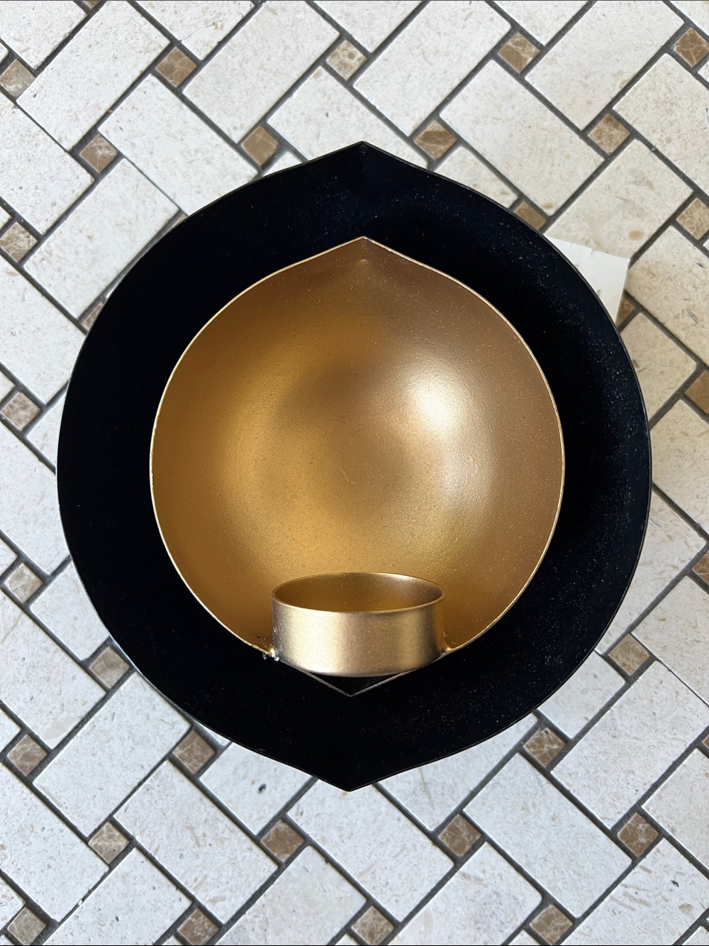 The Bombay Store Gold Leaf and Black Decorative Wall Sconce Tea Candle Holder